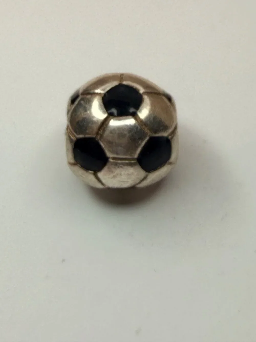 Chamilia Sterling Silver Black Enamel Soccer Ball Charm 925 Threaded